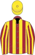 MAROON and YELLOW STRIPES, yellow cap