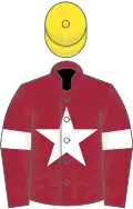 Maroon, white star and armlet, yellow cap