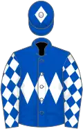 Royal blue, white triple diamond, diamonds on sleeves, diamond on cap