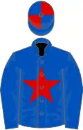 Royal blue, red star, quartered cap