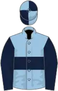 LIGHT BLUE, DARK BLUE hoop, sleeves and quartered cap