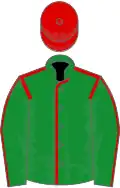 Green, red seams and cap