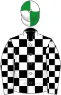 Black and white check, green and white qtd cap