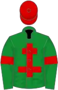 Green, red cross of lorraine, armlets and cap