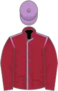 Maroon, mauve seams, maroon sleeves, mauve cap