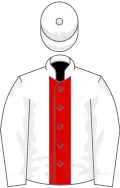 White, red stripe