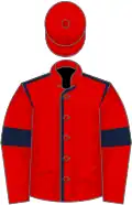 Red, dark blue seams and armlets