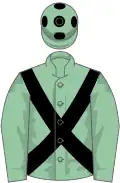 Eton blue, black cross-belts and spots on cap