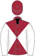 Maroon and white diabolo, white sleeves, maroon cap