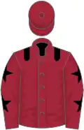 Maroon, black epaulets, maroon sleeves, black stars