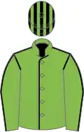 Light green, black seams, striped cap
