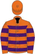 Orange and purple hoops, orange cap