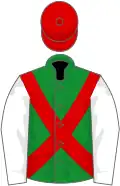 Green, red cross belts, white sleeves, red cap