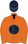 Orange, dark blue disc, dark blue cap