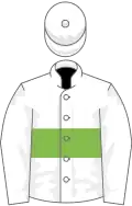 White, light green hoop