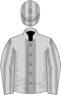 Light grey, dark grey stripe, dark grey stripes on sleeves and cap