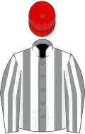 White and grey stripes, grey cap