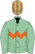 Eton blue, orange chevron hoop, striped cap