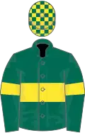 Dark Green, Yellow hoop and armlets, check cap
