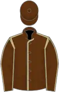 Brown, beige seams, beige and brow striped cap