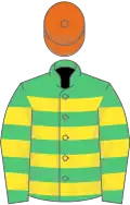 EMERALD GREEN and ORANGE HOOPED, orange cap