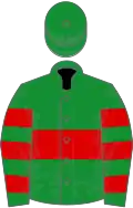 Green, red hoop, hooped sleeves