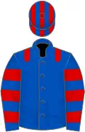 ROYAL BLUE, RED epaulets, ROYAL BLUE sleeves, RED hoops, striped cap