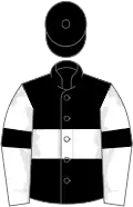 Black, white hoop, white sleeves, black armlets
