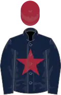 Dark blue, maroon star, maroon cap