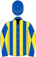 Royal Blue and Yellow stripes, diabolo on sleeves, Royal Blue cap