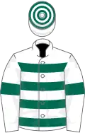 White, dark green hoops and armlets