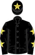 Black, Yellow stars on sleeves, Black cap, Yellow star