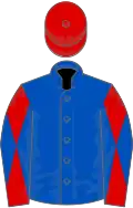 Royal blue, red and royal blue diabolo on sleeves, red cap