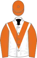 White, orange chevron, sleeves and cap