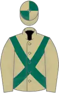 Beige, dark green cross belts, quartered cap