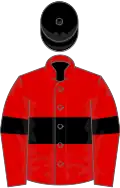 Red, black hoop, black armlet, black cap