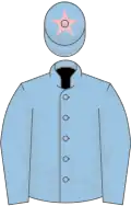 LIGHT BLUE, light blue cap, pink star