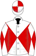 White and red diabolo, quartered cap