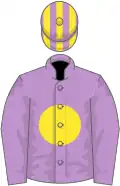 Mauve, yellow disc, striped cap