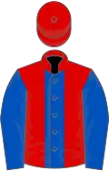 Red, royal blue stripe and sleeves