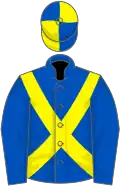 Royal blue, lemon cross belts, quartered cap