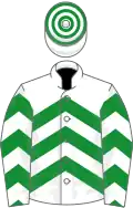 White, green chevrons, hooped cap