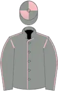 Grey, pink seams, quartered cap