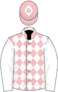 PINK and WHITE DIAMONDS, white sleeves, white diamond on cap