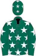 Dark green, white stars