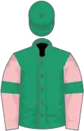 Emerald green, pink sleeves, emerald green armlets
