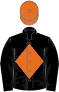Black, orange diamond, orange cap