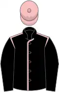 Black, pink seams, black sleeves, pink cap