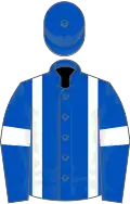 ROYAL BLUE, white braces, white armlet, royal blue cap