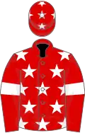 Red, white stars, armlets and stars on cap